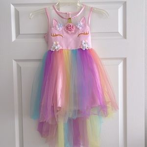 Girls Unicorn Mesh Tulle Dress and Headband size 6